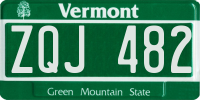 VT license plate ZQJ482