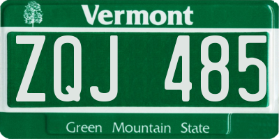 VT license plate ZQJ485