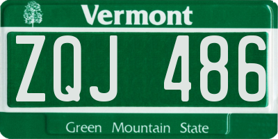 VT license plate ZQJ486