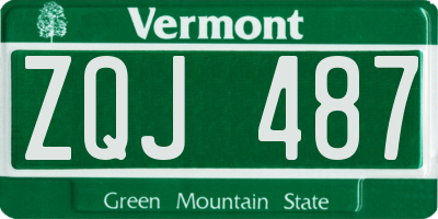 VT license plate ZQJ487