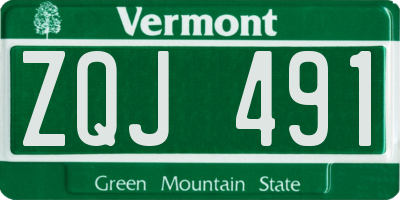 VT license plate ZQJ491