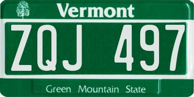 VT license plate ZQJ497