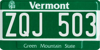 VT license plate ZQJ503