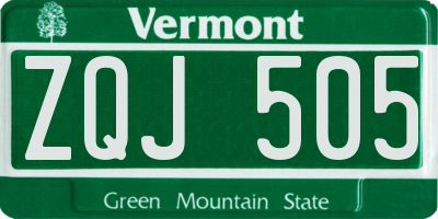 VT license plate ZQJ505