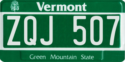 VT license plate ZQJ507
