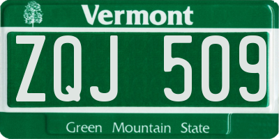 VT license plate ZQJ509