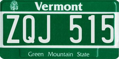 VT license plate ZQJ515