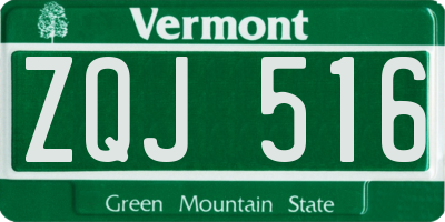 VT license plate ZQJ516
