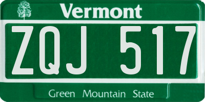 VT license plate ZQJ517