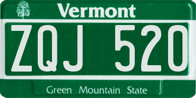 VT license plate ZQJ520
