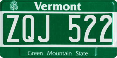 VT license plate ZQJ522