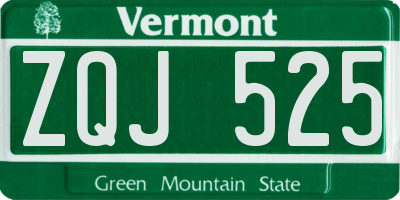 VT license plate ZQJ525