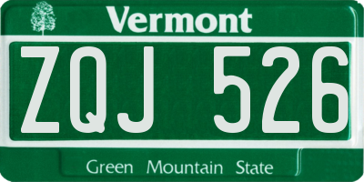VT license plate ZQJ526