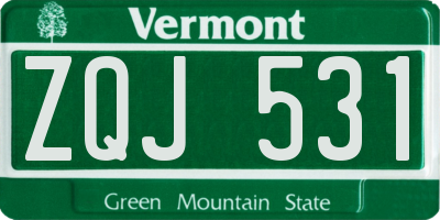 VT license plate ZQJ531