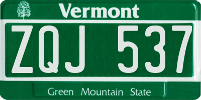 VT license plate ZQJ537
