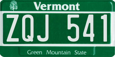 VT license plate ZQJ541