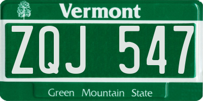 VT license plate ZQJ547