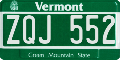 VT license plate ZQJ552