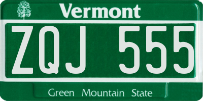 VT license plate ZQJ555