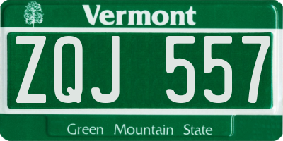 VT license plate ZQJ557