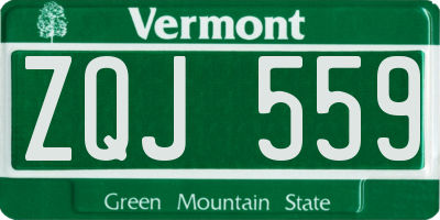 VT license plate ZQJ559