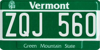VT license plate ZQJ560