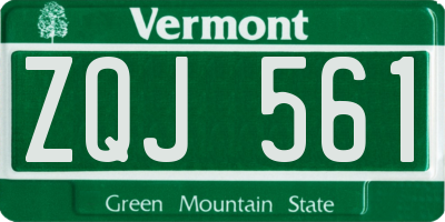 VT license plate ZQJ561