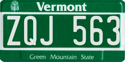 VT license plate ZQJ563