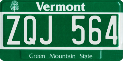 VT license plate ZQJ564
