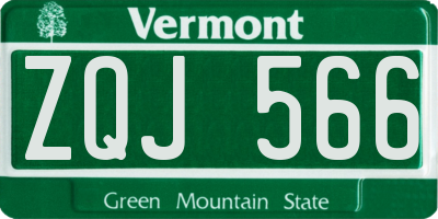 VT license plate ZQJ566