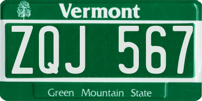 VT license plate ZQJ567