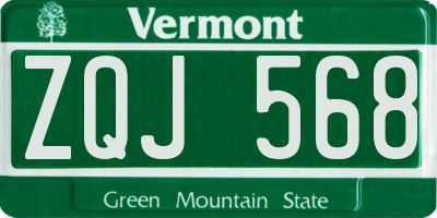 VT license plate ZQJ568
