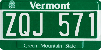 VT license plate ZQJ571