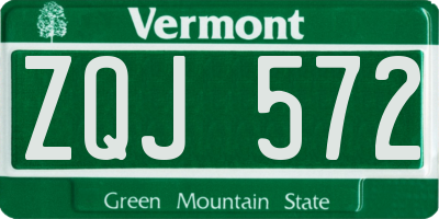 VT license plate ZQJ572