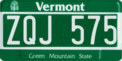 VT license plate ZQJ575