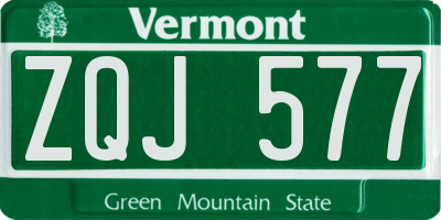 VT license plate ZQJ577