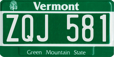 VT license plate ZQJ581