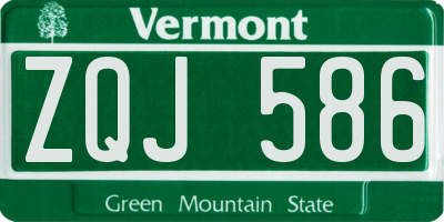VT license plate ZQJ586