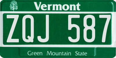 VT license plate ZQJ587