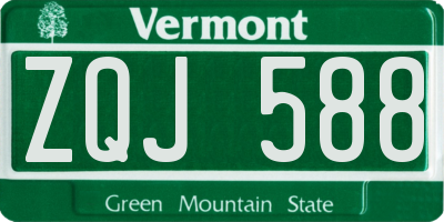 VT license plate ZQJ588