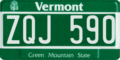 VT license plate ZQJ590