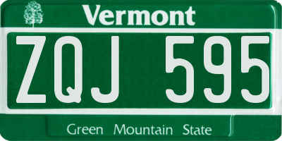 VT license plate ZQJ595