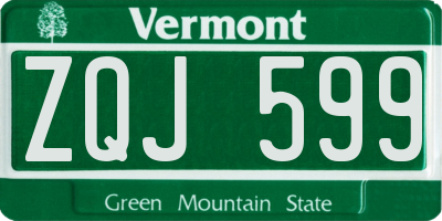 VT license plate ZQJ599