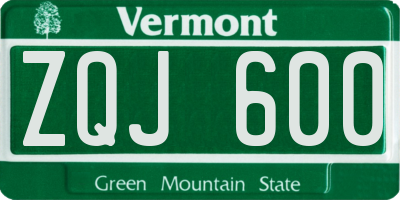 VT license plate ZQJ600