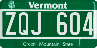 VT license plate ZQJ604