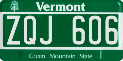 VT license plate ZQJ606