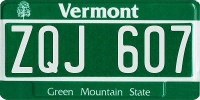 VT license plate ZQJ607