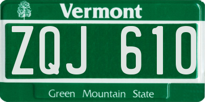 VT license plate ZQJ610