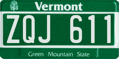 VT license plate ZQJ611