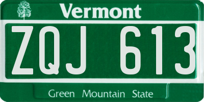 VT license plate ZQJ613
